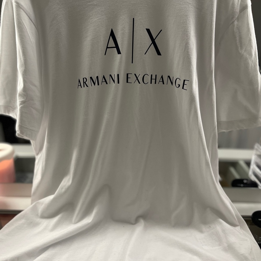 Armani Exchange White Tee with Black Logo